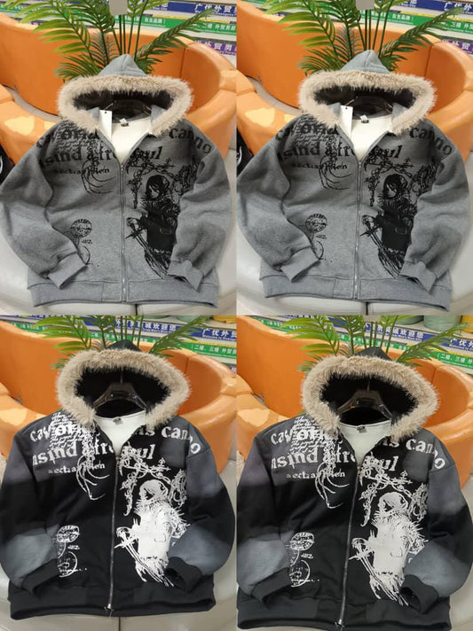 Zip Down Hoodie (wool inside)